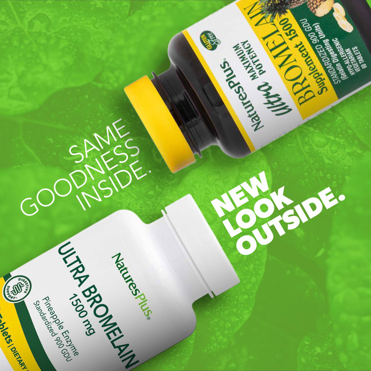 NaturesPlus Ultra Bromelain - 60 Tablets - 1500 mg of Pineapple Bromelain