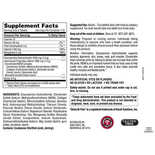 Member's Mark Triple Strength Glucosamine Chondroitin MSM (220 Count)