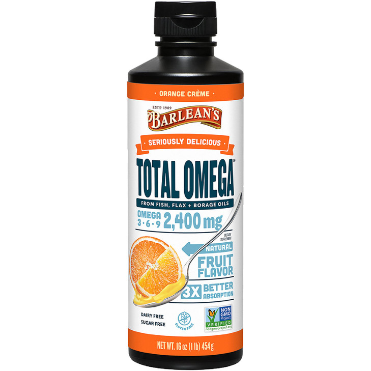 Barlean's Total Omega 3 6 9 Liquid Fish Oil Supplement with Borage and Flaxseed