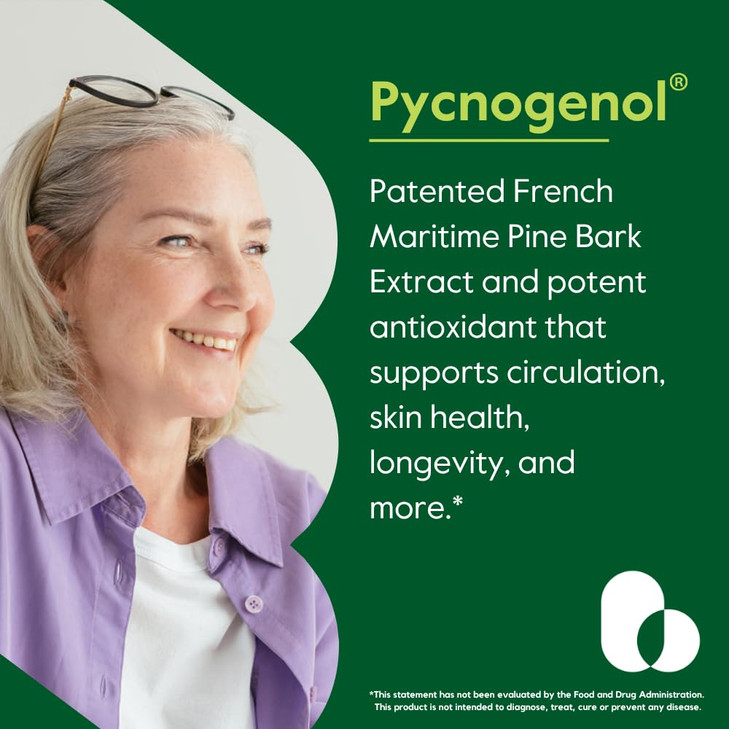 BESTVITE Pycnogenol 100mg (60 Capsules) - French Maritime Pine Bark Extract