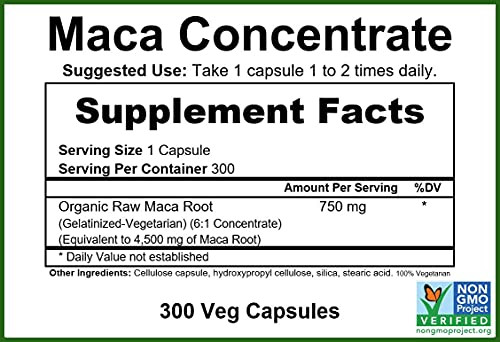 GreenPacks Organic Maca Root Concentrate (Gelatinized) Supplement