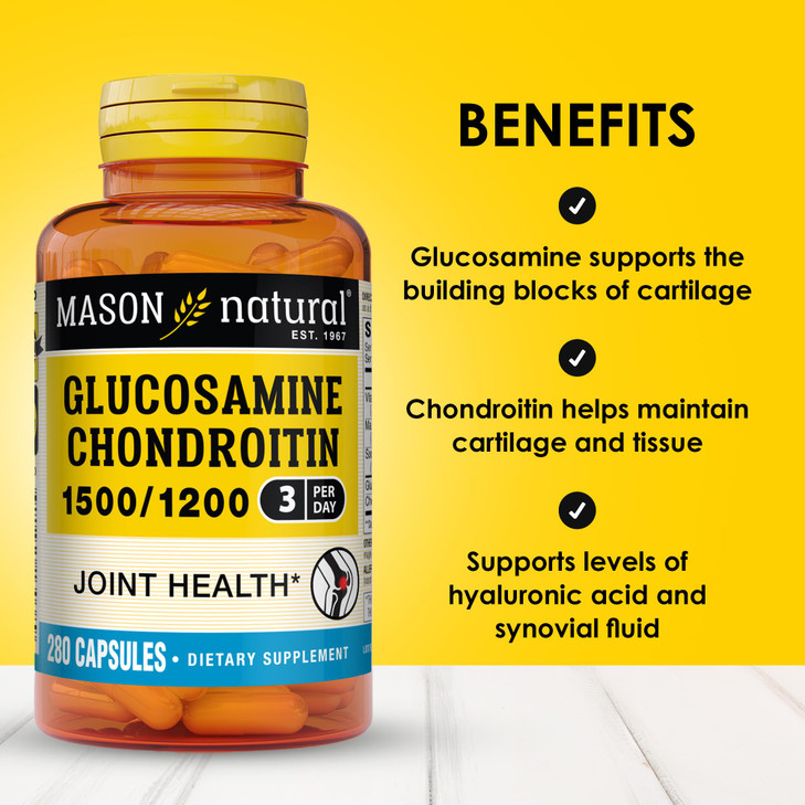 MASON NATURAL Glucosamine Chondroitin 1500/1200 with Vitamin C, Supports Joint