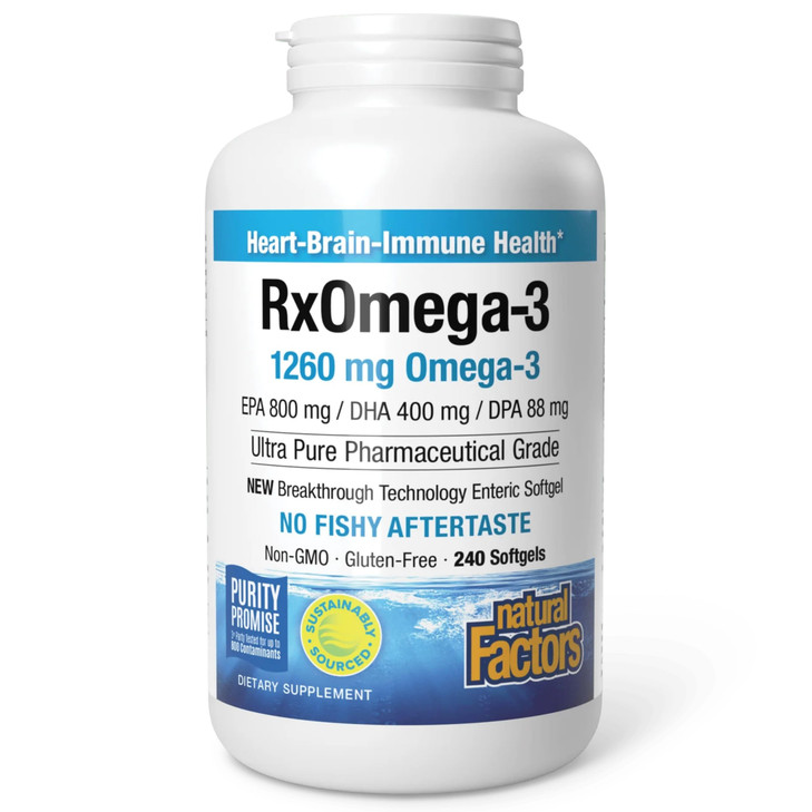 Natural Factors, RxOmega-3 Fish Oil, Pharmaceutical Grade, 1260 mg Omega-3 Per