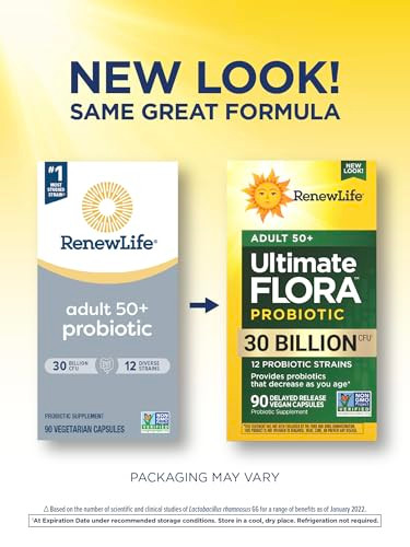 Renew Life Probiotic Adult 50 Plus Probiotic Capsules, Daily Supplement Supports