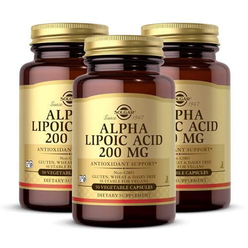 Solgar Alpha Lipoic Acid 200 mg, 50 Vegetable Capsules (Pack of 3)