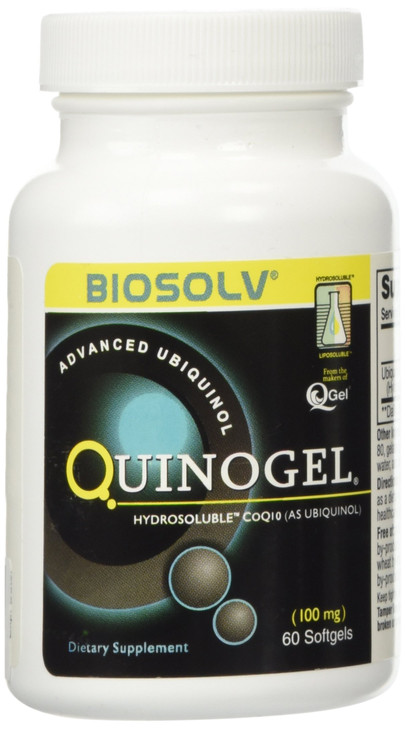 QuinoGel Solubilized Ubiquinol CoQ10 (Hydrosoluble Kaneka QH) 100mg / 60