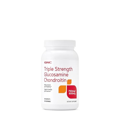GNC Triple Strength Glucosamine Chondroitin 750mg/600mg, 120 Caplets, Supports