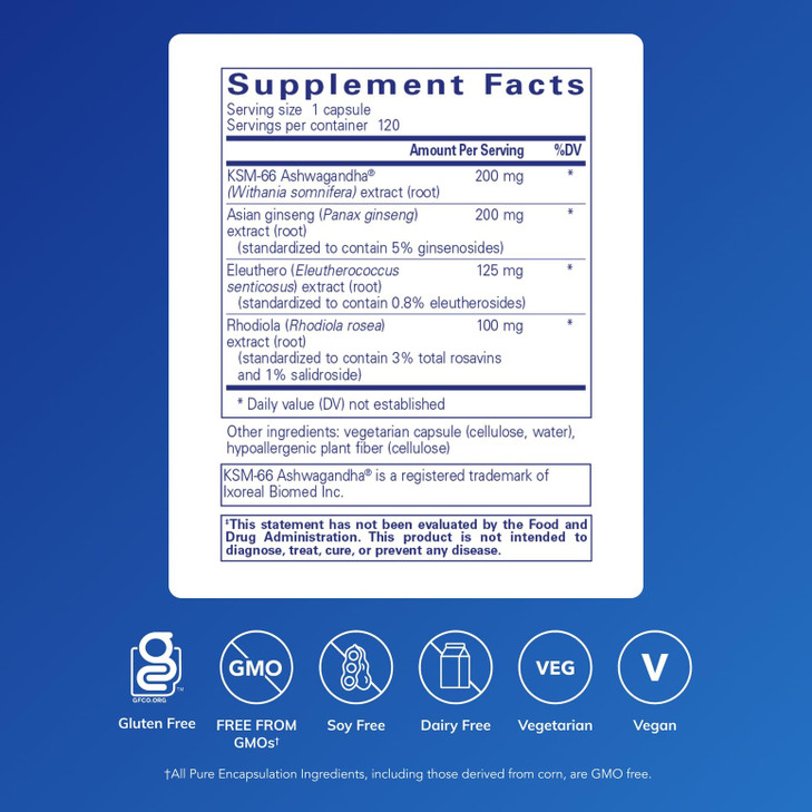 Pure Encapsulations Energy Xtra | Adaptogen Formula for Stamina* | 120 Capsules