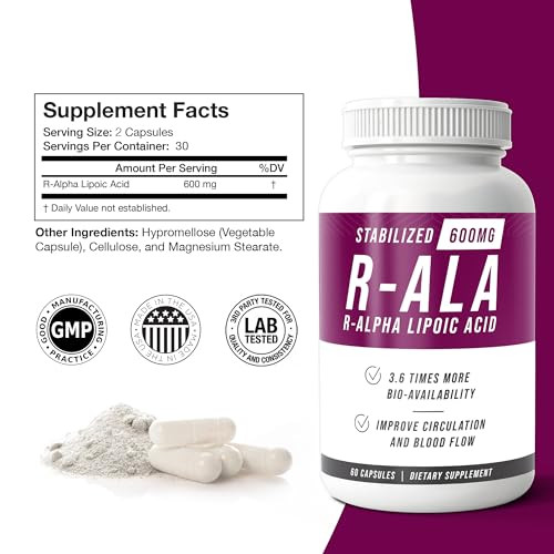 NERVE RENEW R-ALA Stabilized R Alpha Lipoic Acid 600mg Nerve Support Supplement