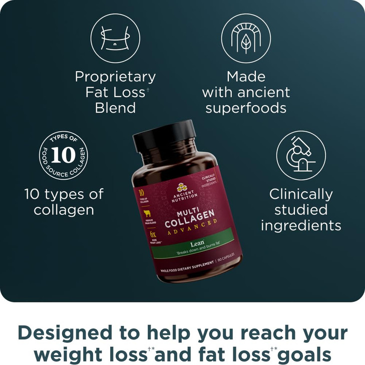 Ancient Nutrition Multi Collagen Advanced Lean with Probiotics, Hydrolyzed