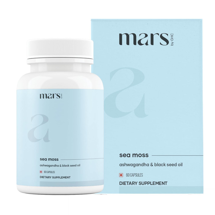 Mars Sea Moss Caps Surge Natural (60N) - Packed with 84 Essential Minerals