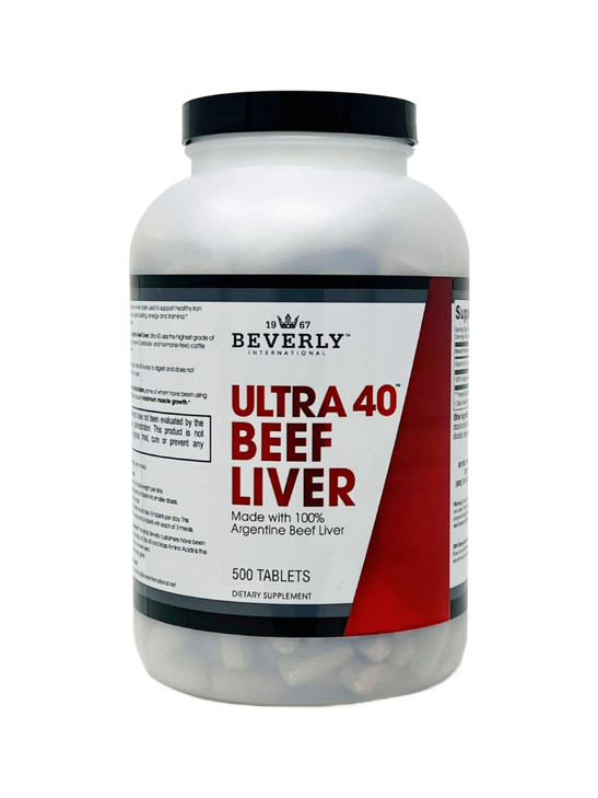 Beverly International Ultra 40 Grass Fed Desiccated Beef Liver, 500 Tab.