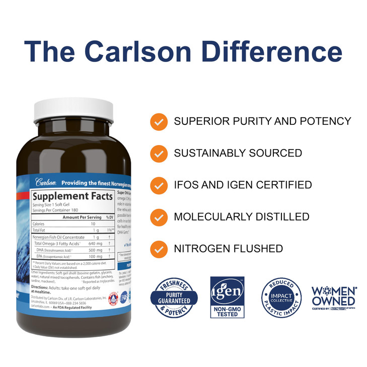 Carlson Labs - Super DHA 500 mg. - 180 Softgels