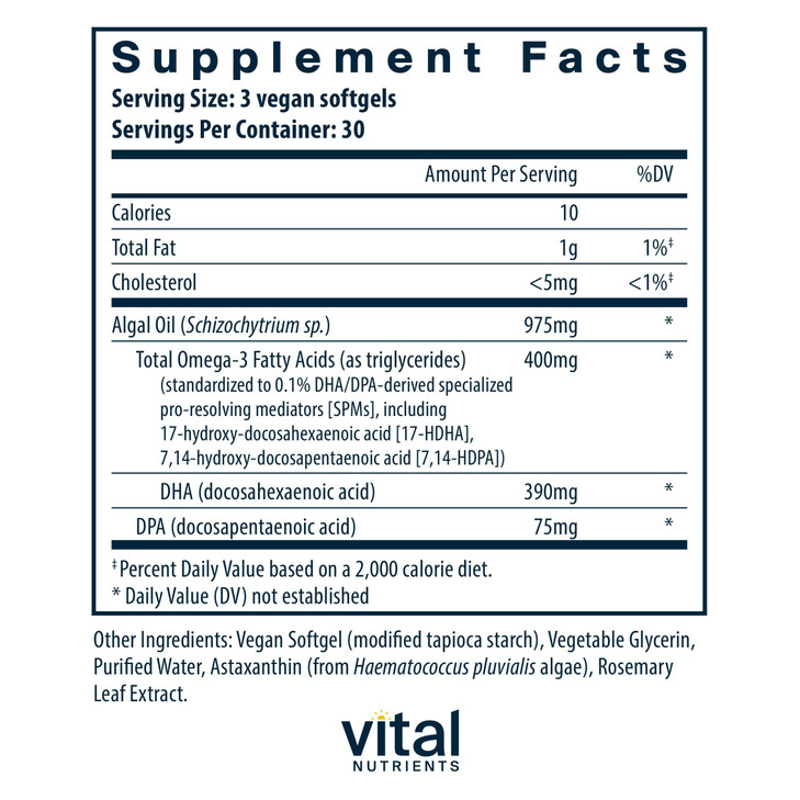 Vital Nutrients Ultra Pure Vegan Omega SPM+