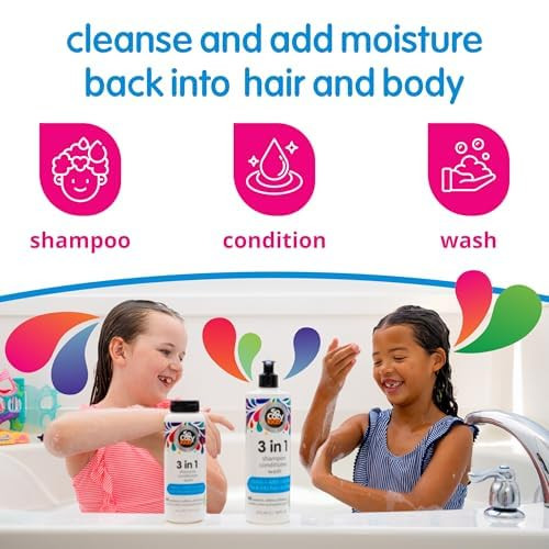 SoCozy Kids 3-in-1 Shampoo, Conditioner & Body Wash - All in 1 Shower & Bath Shampoo, Conditioner & Soap Combo - Cleanses & Moisturizes w/ No Paraben