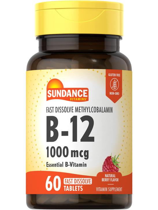 Sundance Vitamin B12 1000 mcg | Fast Dissolve Tablets | As Methylcobalamin | Vegetarian, Non-GMO & Gluten Free Supplement