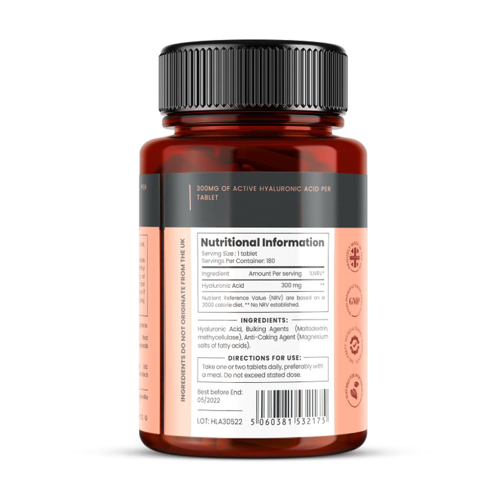 pureclinica Hyaluronic Acid 300mg x 360 Tablets (2 Bottles of 180-12 Months