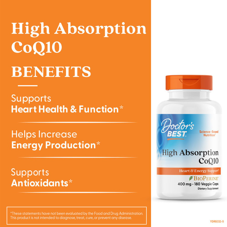 Doctor's Best High Absorption CoQ10, Heart & Energy Support, USP Verified
