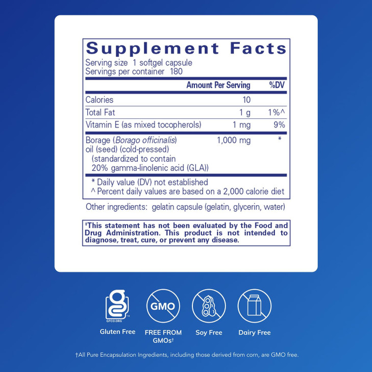 Pure Encapsulations Borage Oil - Hypoallergenic Dietary Supplement