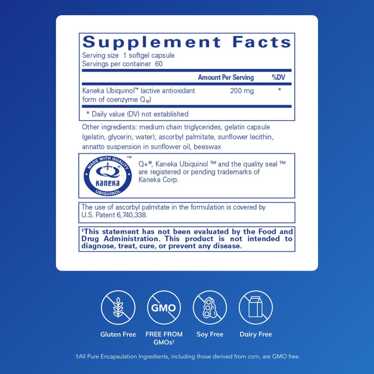 Pure Encapsulations Ubiquinol-QH - 200 mg Ubiquinol