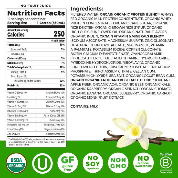 Orgain Organic Nutritional Shake, Vanilla Bean