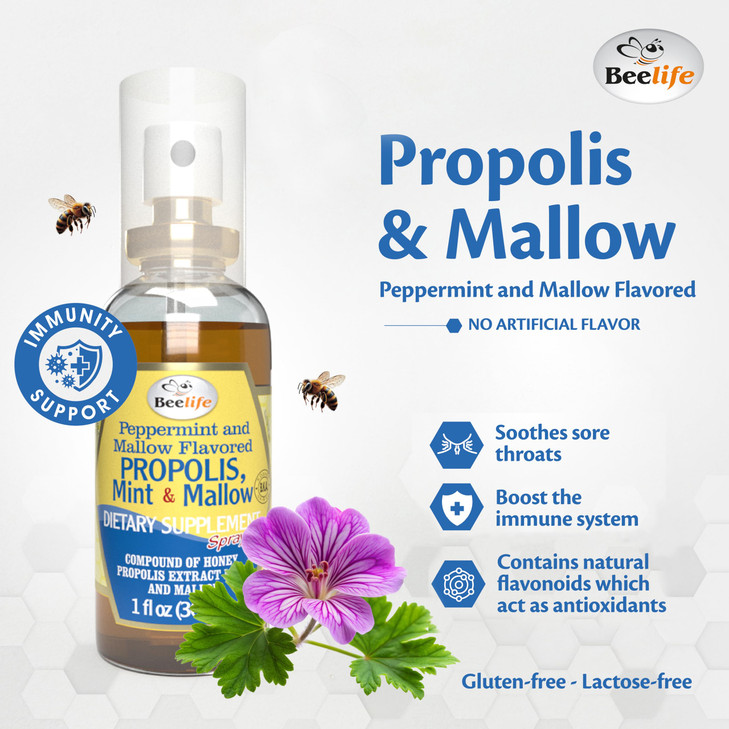 Beelife Propolis Throat Spray - Soothing Honey, Mint & Malva