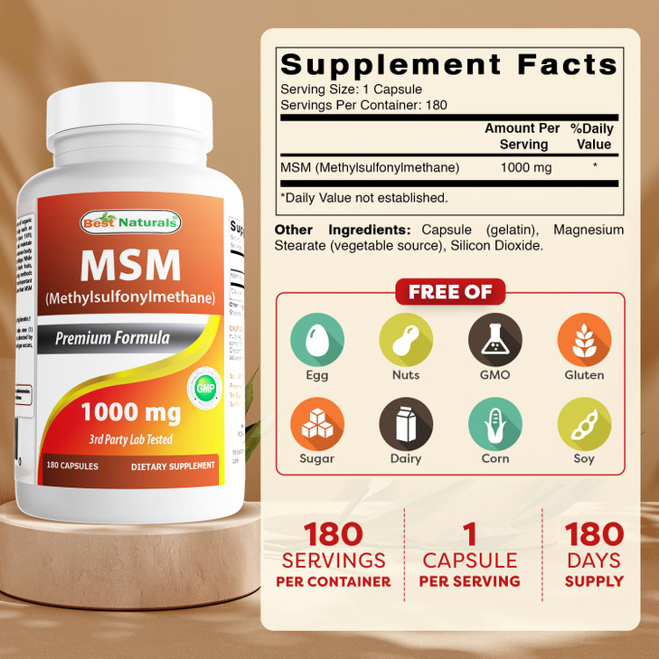 Best Naturals MSM 1000 mg 180 Capsules