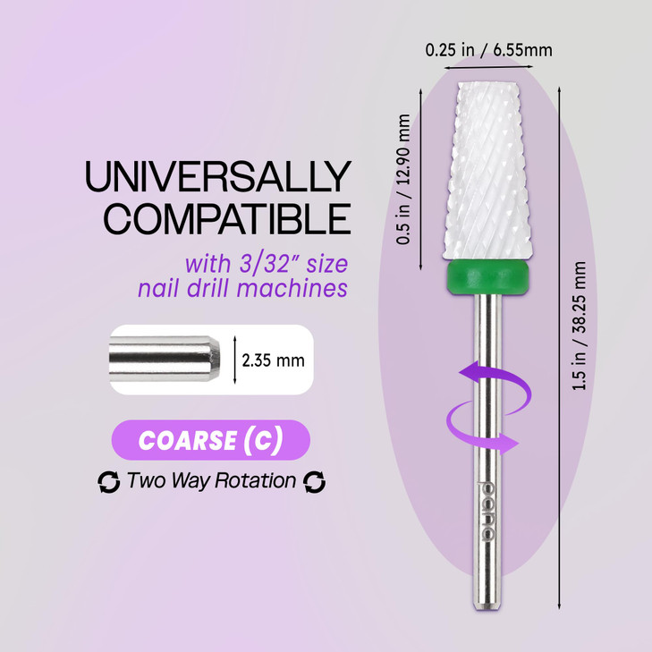 pana Professional USA Ceramic White TAPERED Barrel Bit Nail Drill (Grit: EXTRA FINE - XF) 3/32Inch Shank Size