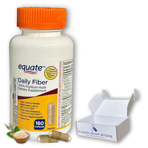 Daily Fiber Psyllium Husk Capsules, 160ct (Pack of 1) Supplement for Regularity