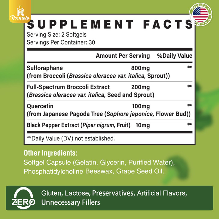 800 MG Liposomal Sulforaphane, Powerful Dual-Delivery for Maximum Absorption &
