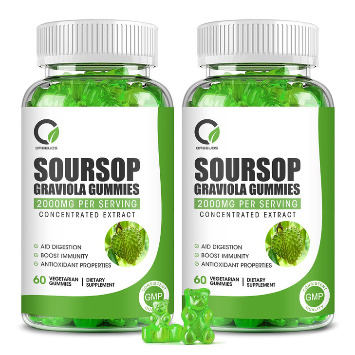 Soursop Graviola Gummies - Organic Soursop Leaves Extract, VC & Zn