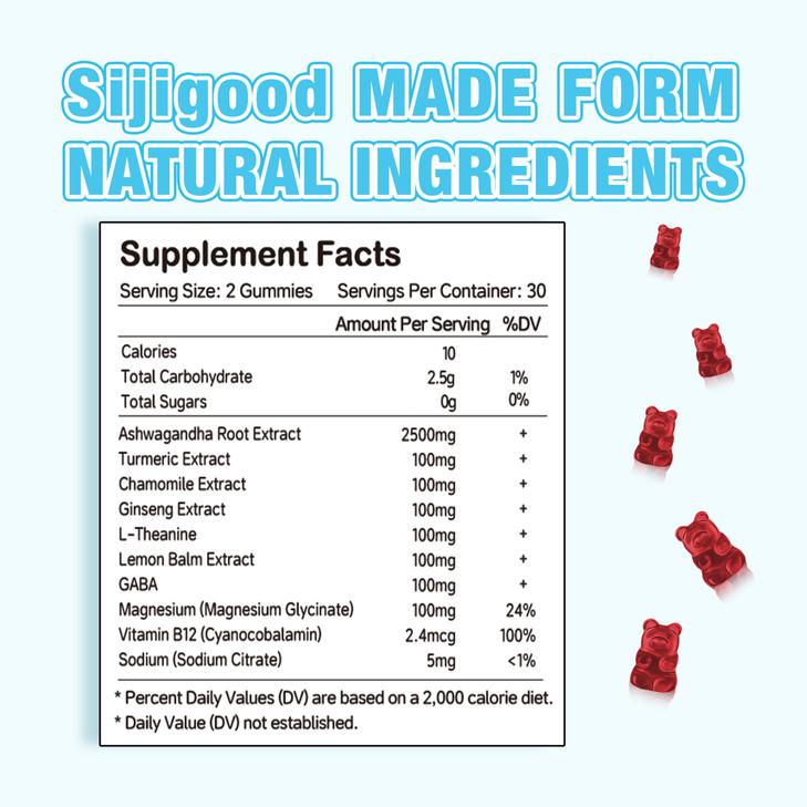 Sijigood Ashwagandha Gummies with L-theanine, Ashwa Root Supplement Gummy