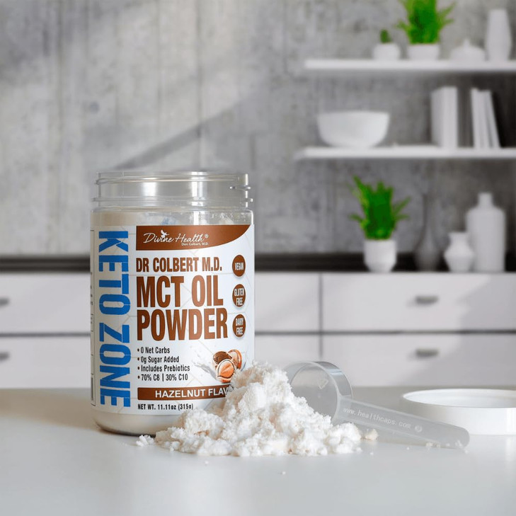 Divine Health Dr. Colbert, MD MCT Oil Powder - Hazelnut Flavor Keto Zone