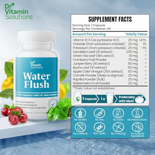 Diuretic Water Pills for Weight Control, 12 Active Ingredients (Green Tea