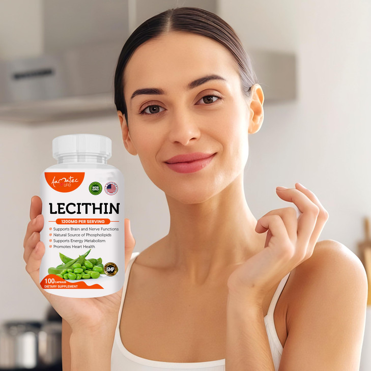 AAMATEC LIFE Soy Lecithin 1200mg Capsules Supplement for Heart, Liver & Brain
