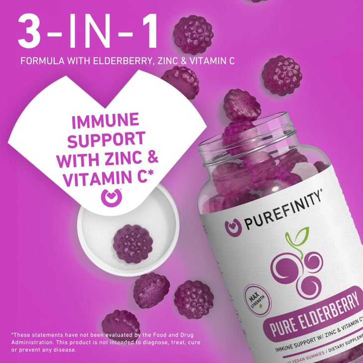 PUREFINITY Elderberry Gummies with Sambucus, Vitamin C, and Zinc