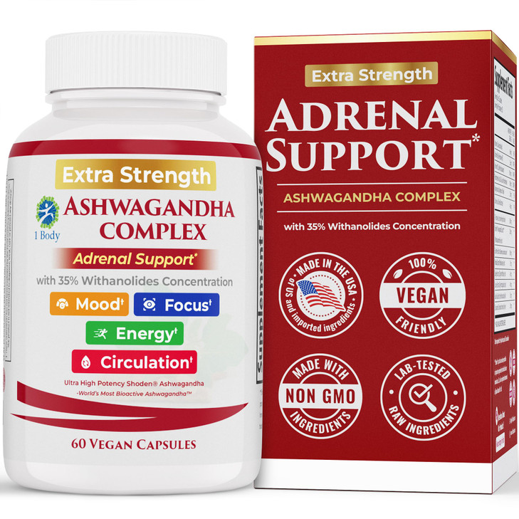 Ashwagandha Complex Adrenal Support Supplement for Stress Relief, Cortisol