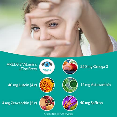 UpNourish AREDS 2 Plus Eye Vitamin Supplement, AREDS 2 Zinc Free Formula