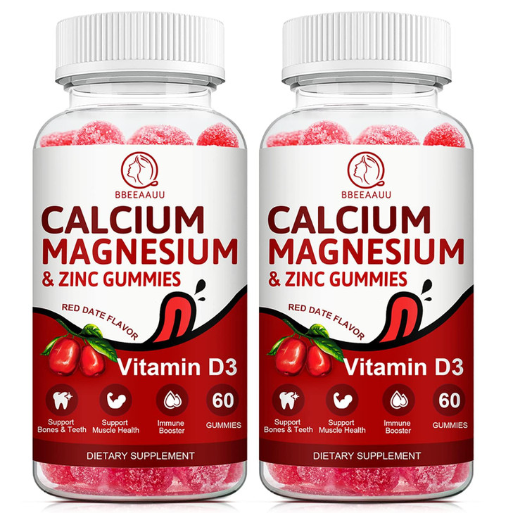 BBEEAAUU Calcium, Magnesium, Zinc & Vitamin D Gummies - 2 Pack