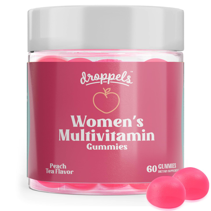 Droppels Women's Multivitamin Gummies with Folic Acid, Vitamins A, D, C, E, K