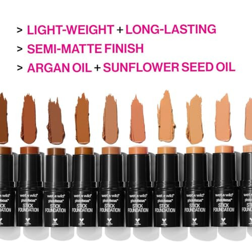 wet n wild Photo Focus Matte Foundation Stick Makeup, Shell Bisque | Vegan & Cruelty-Free