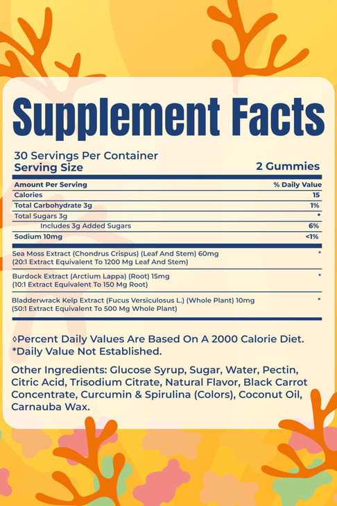 TrueSeaMoss Sea Moss Gummies with Bladderwrack & Burdock Root