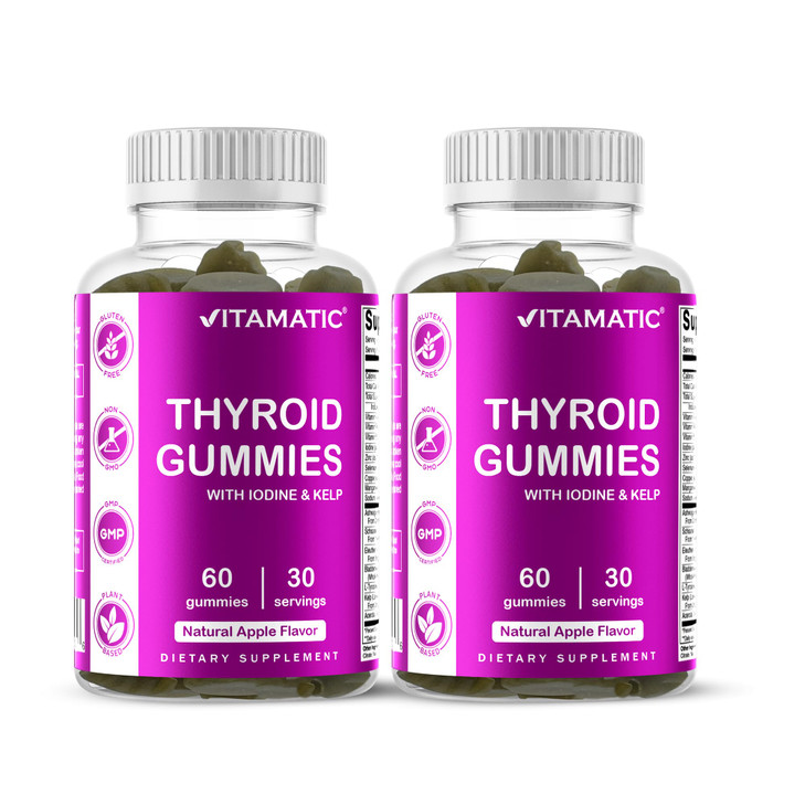 Vitamatic 2 Pack Vegan Thyroid Support Gummies with Iodine & Kelp - 60 Count