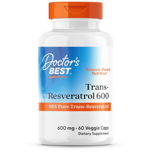 Doctors Best Trans- Resveratrol 600, 98% Pure Trans-Resveratro, Non-GMO, Gluten