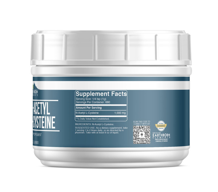 Earthborn Elements N-Acetyl L-Cysteine Dietary Supplement, Resealable Tub (1.5