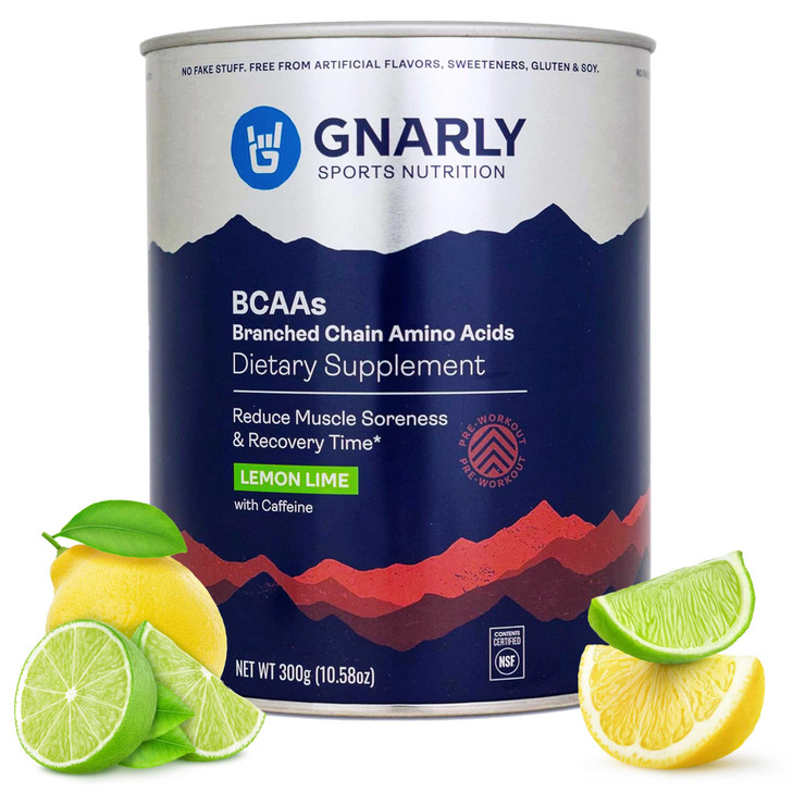 Gnarly Nutrition BCAA Powder, Lemon Lime - Pre-workout BCAAS Amino Acids