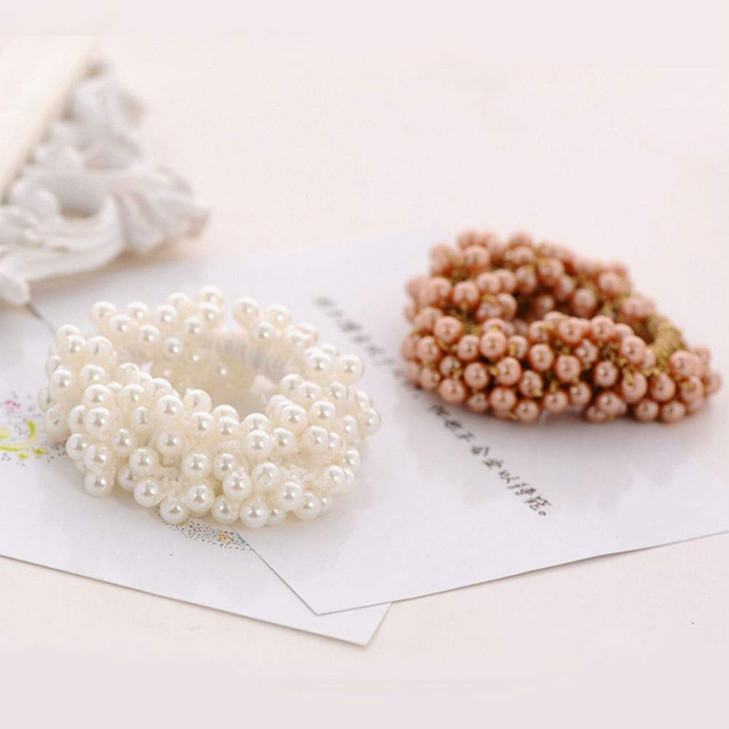 Aysekone 3 Pack Fashion Imitation Pearl Hair Accessories: Ties, Bands, Ropes, Rings, Scrunchies, Ponytail Holder for Women Girls