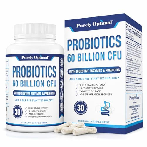 Purely Optimal Probiotics for Digestive Health, 60 Billion CFU