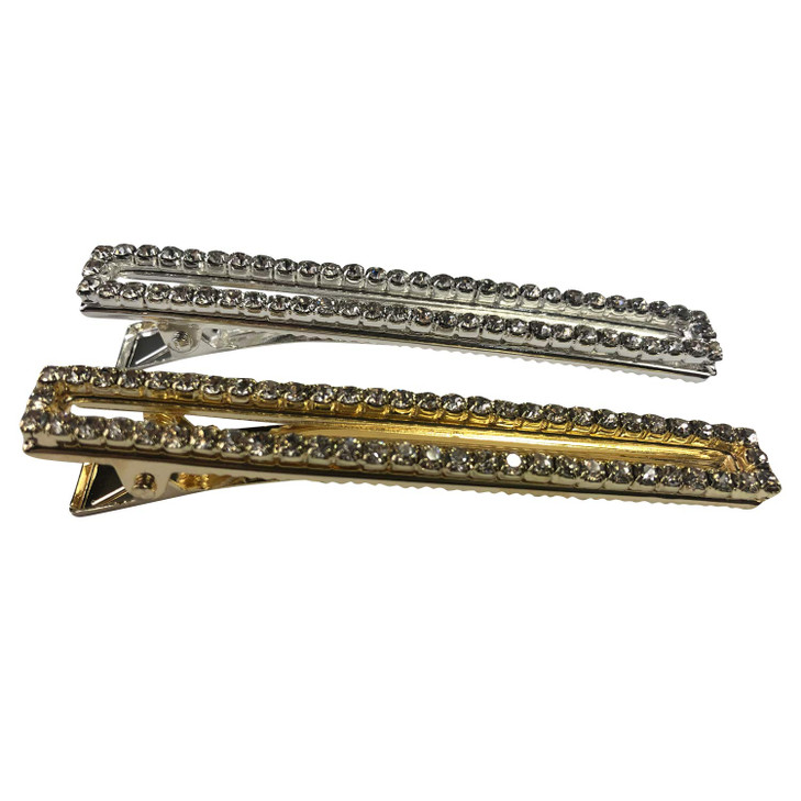 Gold and Silver Crystal Metal Alligator Clips Duckbill Clips Hair Clips Rhinestone Stylish Hair Barrettes with Teeth Hair Pins Bobby Pin Hair Slide f
