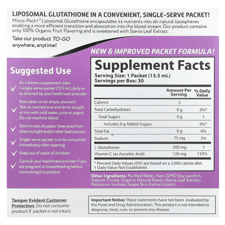 Aurora Nutrascience Micro-Pack Liposomal Glutathione, Immune System Support